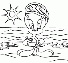 Tweety On The Beach Vacation Disney Summer Coloring Pages Beach Coloring Pages Disney Summer Coloring Pages On Do Colo Dibujos Para Colorear Dibujos Colores