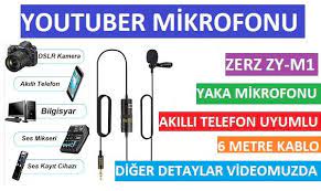 Profesyonel Youtuber Mikrofonu Zerx Zy M1 Dslr Kamera Cep Telefonu Yaka Mikrofonu Urun Incelemesi Urunler Kulaklik Kablo