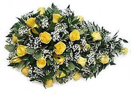 Funeral Flowers Yellow Rose Teardrop Spray