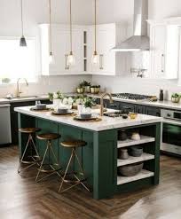 44 Stunning Green Kitchen Design Ideas Green Kitchen Designs Interior Design Kitchen Small Contrasting Kitchen Island