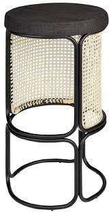This bar stool is suitable for indoor or outdoor use. Casa Padrino Designer Bar Stool Black Natural O 40 5 X H 75 5 Cm Round Upholstered Bar Chair With Fine Rattan Weave And Powder Coated Steel Frame