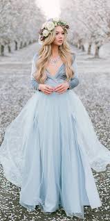Dusty Blue Wedding Dress Simple Prom Dress Prom Dresses Long With Sleeves Prom Dresses With Sleeves