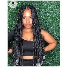 Nigerian Braids Gang On Instagram Beaded Box Braids Novonne In 2021 Braids With Curls Box Braids Hairstyles For Black Women Big Box Braids Hairstyles