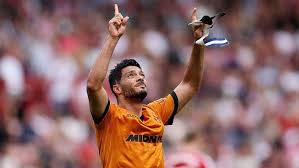 Raul Jimenez celebrates scoring for Wolves against Sheffield United