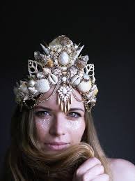 The Golden Lace Mermaid Crown Headband Crystal Shell Crown Ready To Ship Mermaid Crown Shell Crowns Sea Crown