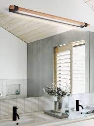 The Beacon Lighting Ledlux Kings 20w 600mm 1000 Lumen Dimmable Wall Bracket In Black With Teak Wood Bathroom Lighting Dimmable Led Beacon Lighting