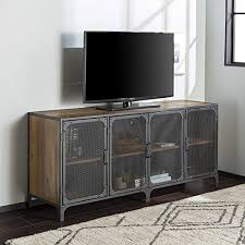 Iwell free standing cabinet with 1 shelf & 2 doors, free standing cupboard with metal frame, media file storage cabinet for kitchen, entryway rustic brown 4.1 out of 5 stars 26 $99.99 $ 99. We Furniture Industrial Metal Mesh Universal Stand With Cabinet Doors Tv S Up To 64 Flat Screen Living Room Storage Entertainment Center 60 Inch Rustic Oak Buy Online In Kuwait At Desertcart Com Kw Productid
