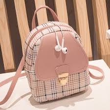 Jual tas ransel wanita, backpack wanita, tas punggung. Wanita Mini Ransel Dicetak Kisi Kunci Kecil Ransel Wanita Korea Tas Ransel Kecil Ransel Aliexpress