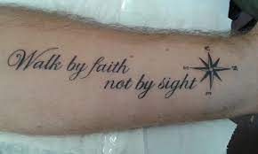 We walk by faith not by sight tattoo. Lettering Tattoos Indalo Ink Tattoo Body Piercing Facebook