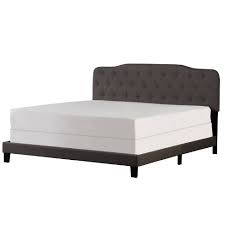 • an updated take on a sheltering wingback, our harper upholstered tufted tall bed with footboard with deep button tufting creates a cozy backdrop for layered bedding and. Nicole Upholstered Bed In One Queen Stone Fabric Hillsdale Furniture Target