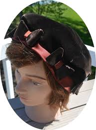 Herbert Bernard Velveteen Hat: Brown Millinery With Orange Accent, Vintage,  SALE!