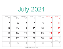Printable july 2021 calendar templates. July 2021 Calendar Printable With Holidays Whatisthedatetoday Com