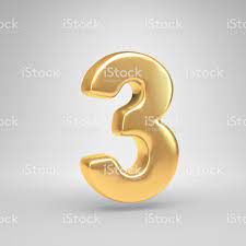 Bright Gold Number 3 3d Render Shiny Golden Font Isolated On White Alphabet Photos Stock Images Free White Background