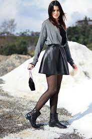 A Leather Skater Skirt Is A Piece You Will Love Leather Skater Skirts Fashion Tights Pantyhose Outfits