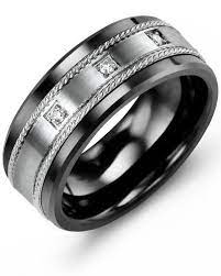 Men S Rope Design Spaced Diamond Wedding Ring Black Diamond Wedding Rings Mens Wedding Rings Diamond Wedding Bands