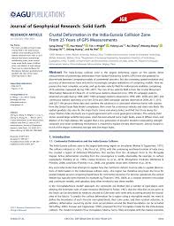 Pdf Crustal Deformation In The India Eurasia Collision Zone From 25 Years Of Gps Measurements Crustal Deformation In Asia From Gps