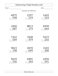 Talking related with subtraction with regrouping worksheets pdf, we already collected several similar photos to complete your ideas. Large Print 4 Digit Minus 3 Digit Subtraction A