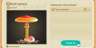 Animal Crossing New Horizons All Mushroom Diy Recipes