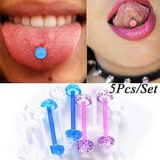 Buy 5pcs Set Semicircle Barbell Tongue Piercing Tongue Ring Acrylic Rings Piercing Ear Piercing Jewelry At Affordable Prices Free Shipping Real Reviews With Photos Joom