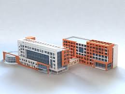 Modern Urban Hospital Buildings 3d Model Cadnav In 2020 3d Model Model Hospital