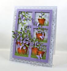 A lot of different techniques and products can be used to create a handmade card. Window Card With Flower Pots Window Cards Paper Crafts Cards Greeting Cards Handmade
