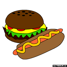 So fun for parties and bbqs! Hot Dog And Hamburger Coloring Page Coloring Pages Hot Dogs Free Coloring Pages