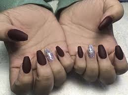 If you nails are brittle or weak then you need to get them back to optimal health before going near acrylics. Matte Maroon Acrylic Nails With Glitter Matte