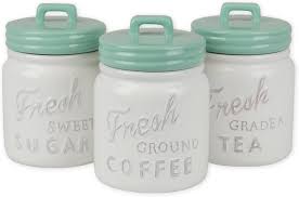 Free shipping and easy returns on most items, even big ones! Amazon Com Dii 3 Piece Vintage Retro Farmhouse Chic Mason Jar Inspired Ceramic Kitchen Canister With Airtight Lid For Food Storage Store Coffee Sugar Tea Spices And More Aqua Kitchen Dining