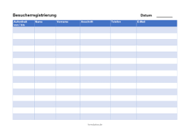 Blanko tabellen zum ausdruckenm / tageszeitplanvor. Besucherregistrierung Gasteregistrierung Pdf Pdf Vorlage Zum Ausdrucken