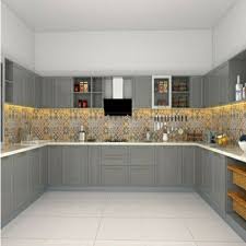 Grey modular kitchen floor tiles. Plywood U Shape Open Grey Modular Kitchen Rs 1198 Square Feet S A S Interior Id 22162044788