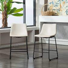 Black leather kitchen bar stools kitchen island chairs with backs. Leather White Bar Stools Counter Stools You Ll Love In 2021 Wayfair