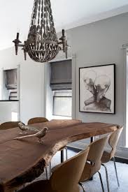 Unique Eclectic Dining Room With Natural Wood Table Smooth Wood Chairs And Stone Chande Transitional Decor Living Room Wood Dining Room Table Wood Dining Room