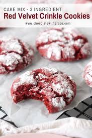 Cake Mix Red Velvet Crinkle Cookies Chocolate With Grace Recipe In 2020 Christmas Cookies Easy Cookies Recipes Christmas Easy Cookie Recipes