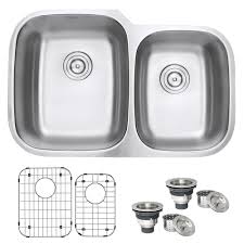 Dax handmade single bowl undermount kitchen sink, 16 gauge stainless. 32 Inch Undermount 60 40 Double Bowl 16 Gauge Stainless Steel Kitchen Sink Ruvati Usa