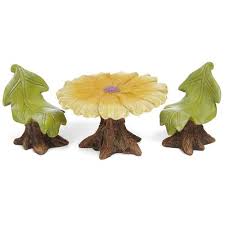 Daisy Table Set This Is A Woodland Knoll Furniture Set For A Fairy Garden Or For An Indoor Or Outdo Miniature Fairy Gardens Fairy Garden Supplies Fairy Garden