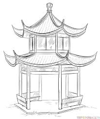 How To Draw How The Chinese Pagoda Step By Step Drawing Tutorials Chinese Pagoda Temple Drawing Chinese Drawings