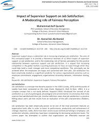 Maybe you would like to learn more about one of these? Pdf Impact Of Supervisor Support On Job Satisfaction A Moderating Role Of Fairness Perception