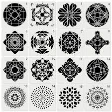 Bonfire flat four color minimal icon set. 16 Pcs Painting Drawing Stencils Mandala Template For Stones Floor Wall Tile Fabric Wood Burning Art Craft Supplies Figurines Miniatures Aliexpress