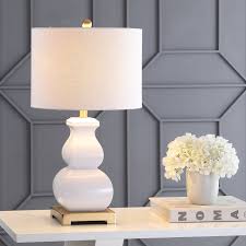 Vienna 25 5 Ceramic Led Table Lamp White Gold By Jonathan Y White Led Table Lamp White Table Lamp Table Lamp