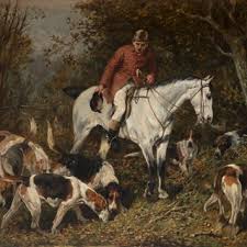English Oil Painting With Fox Framed Fox Hound Oil Painting Print On Canvas, Fox Hunting Art,