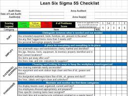 Lean Six Sigma 5s Checklist For Microsoft Excel Lean Six Sigma Checklist Six Sigma Tools