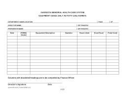 Security Daily Activity Log Template Smhcs Equipment Usage Daily Activity Log Form R Report Template Daily Activities Best Templates
