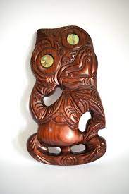 Maori Tekoteko Wood Carving Wall Hanging Vintage Retro Hand Carved Wooden Tiki Statue Made In New Zealand Tiki Statues Tiki Statue
