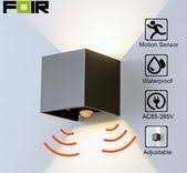 gevelverlichting kubus ace sensor zwart 7w led up and down lamp pir bewegingsmelder wandlamp veranda verlichting lampen