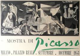 Standing at 3.49 meters (11 ft 5 in) tall and 7.76 meters (25 ft 6 in) wide, the painting shows the suffering of people wrenched by violence and chaos. Pablo Picasso Guernica Vintage Poster Of Exhibition Of Picasso At Palazzo Reale Milano 1953 For Sale Artspace