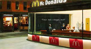 Nighthawks at the diner painting. Parodies Of Edward Hopper S Nighthawks Edward Hopper Edward Hopper Paintings Art Parody