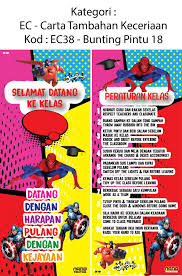 Koleksi bahan bantu belajar (bbm): Ec38 2pcs Bunting Keceriaan Pintu Kelas Selamat Datang Peraturan Kelas