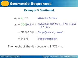 The geometric sequence formula is given as, gn = g1rn−1. Geometric Sequences Warm Up Lesson Presentation Lesson Quiz