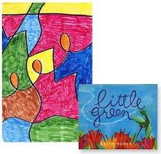 Kinder Line Art Use With Book Little Green By Keith Baker Line Art Projects Kindergarten Art Projects Kindergarten Art Lessons