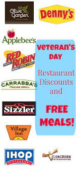Here S A List Of Veteran S Day Restaurant Discounts And Free Meals Valid Today Nov 11th Only Veterans Day Restaurants Restaurant Discounts Retired Military